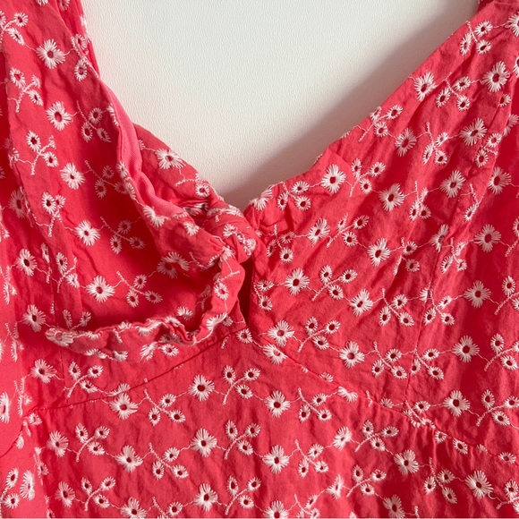 Francesca’s Blue Rain Coral Floral Ditsy Mini Dress Twist Front Size L - Picture 4 of 10